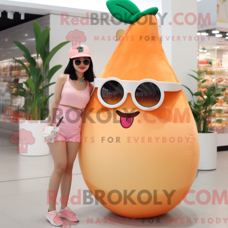Mascot character of a Peach Hourglass dressed with a Bikini and Sunglasses Mascot character of a Peach Hourglass dressed with a Bikini and Sunglasses