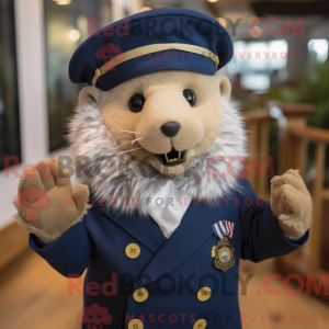 Mascot character of a Navy Hedgehog dressed with a Henley Shirt and Berets