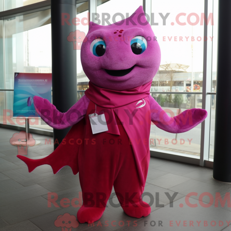 Mascot character of a Magenta Stingray dressed with a Waistcoat and Scarf clips Mascot character of a Magenta Stingray dressed with a Waistcoat and Scarf clips