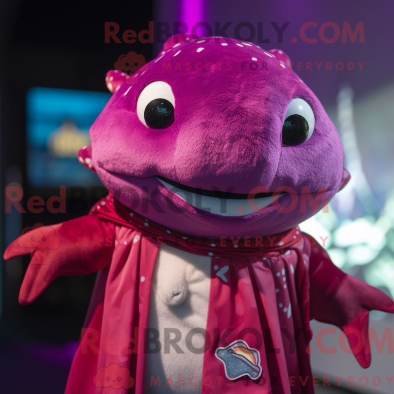 Mascot character of a Magenta Stingray dressed with a Waistcoat and Scarf clips Mascot character of a Magenta Stingray dressed with a Waistcoat and Scarf clips