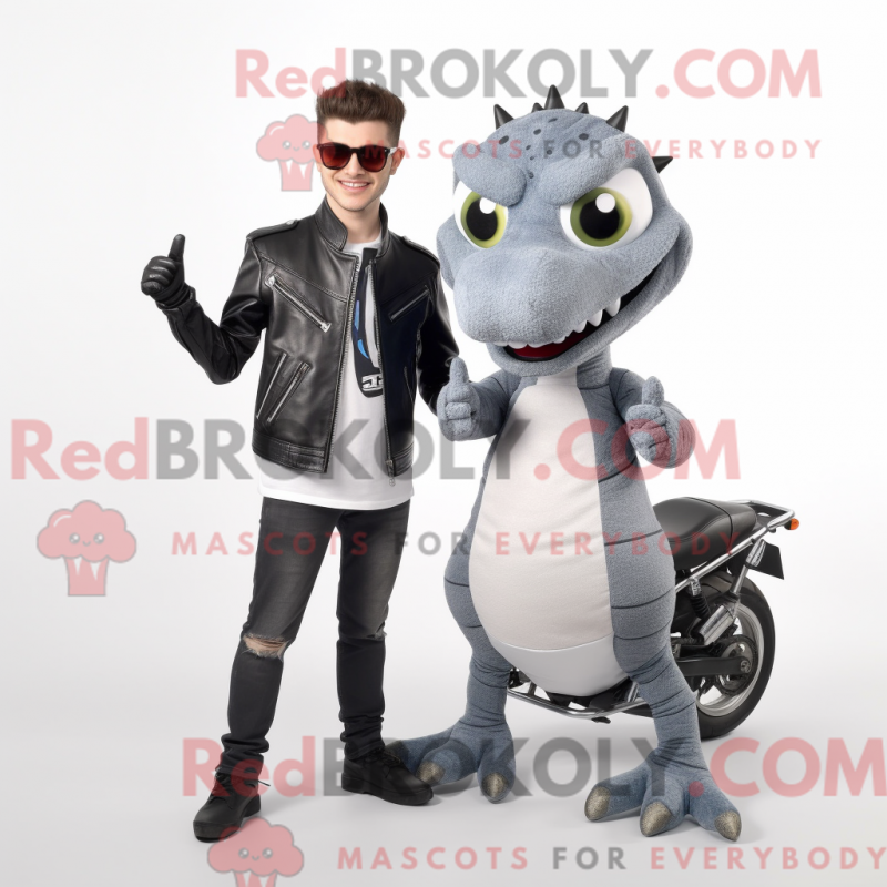 Mascot character of a Gray Geckos dressed with a Biker Jacket and Ties Mascot character of a Gray Geckos dressed with a Biker Jacket and Ties