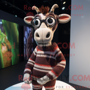 Mascot character of a Okapi dressed with a Sweater and Eyeglasses