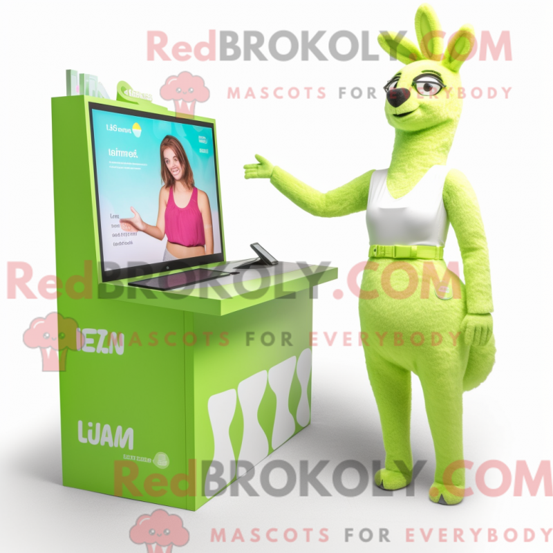 Mascot character of a Lime Green Llama dressed with a Bikini and Watches Mascot character of a Lime Green Llama dressed with a Bikini and Watches