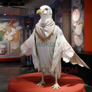 Silver Gull mascot costume character dressed with a V-Neck Tee and Shawl pins