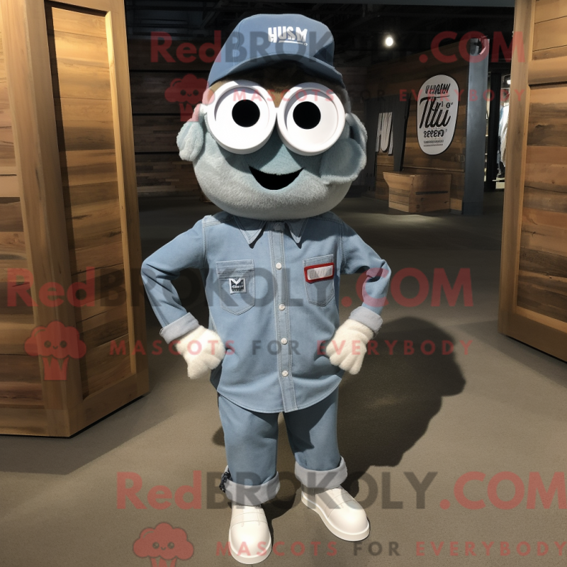 Mascot character of a Silver Aglet dressed with a Chambray Shirt and Headbands Mascot character of a Silver Aglet dressed with a Chambray Shirt and Headbands