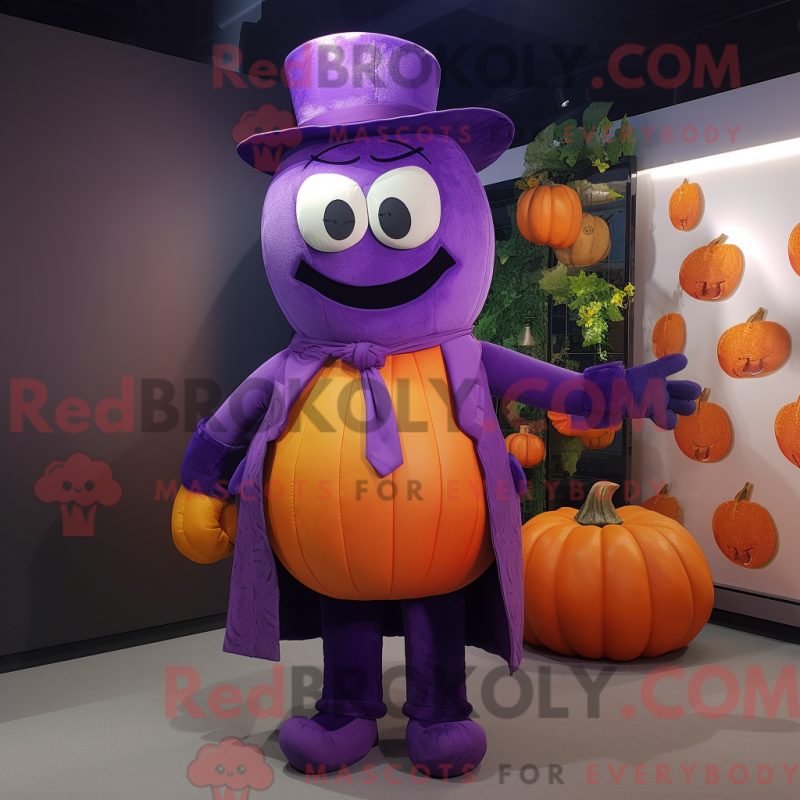Mascot character of a Purple Pumpkin dressed with a Waistcoat and Cummerbunds Mascot character of a Purple Pumpkin dressed with a Waistcoat and Cummerbunds