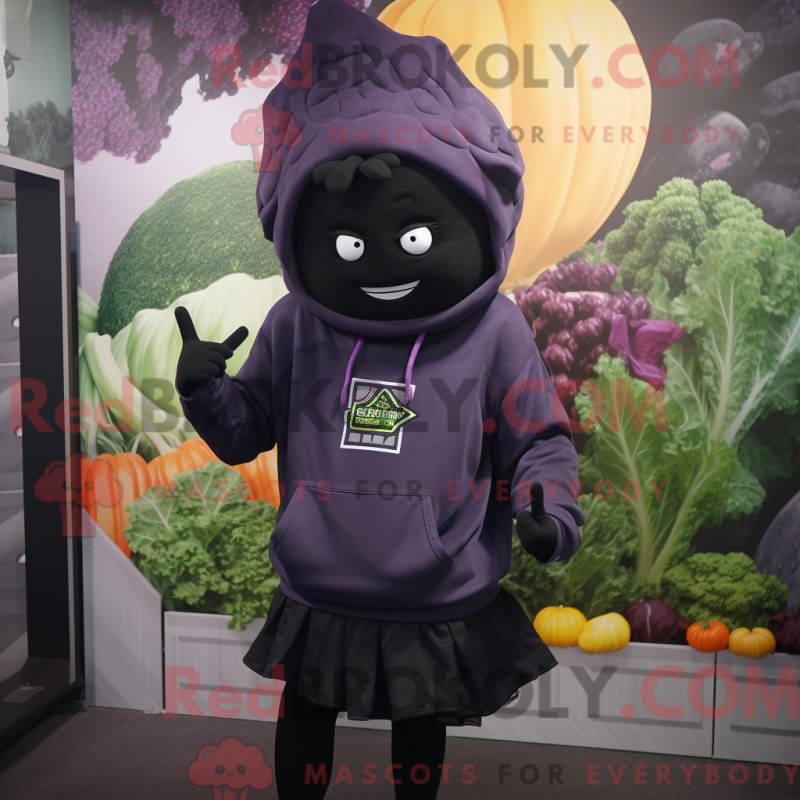 Mascot character of a Black Cabbage dressed with a Sweatshirt and Beanies Mascot character of a Black Cabbage dressed with a Sweatshirt and Beanies