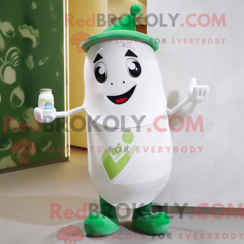 Mascot character of a Olive Bottle Of Milk dressed with a Tank Top and Pocket squares Mascot character of a Olive Bottle Of Milk dressed with a Tank Top and Pocket squares