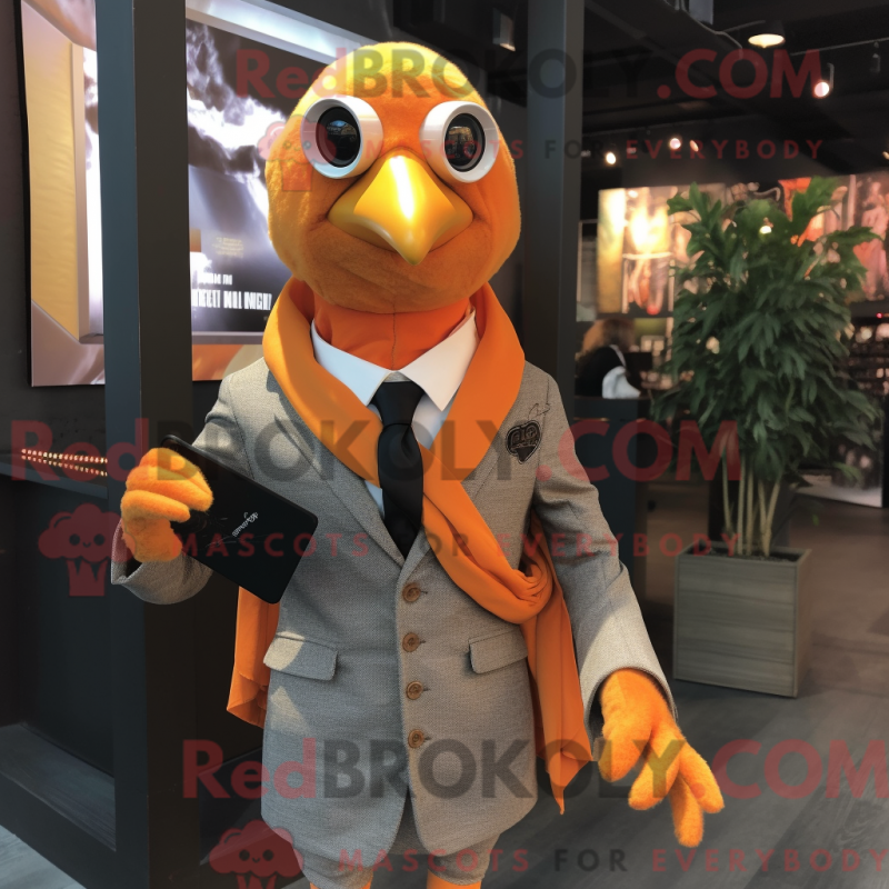 Mascot character of a Orange Pigeon dressed with a Suit and Scarf clips Mascot character of a Orange Pigeon dressed with a Suit and Scarf clips