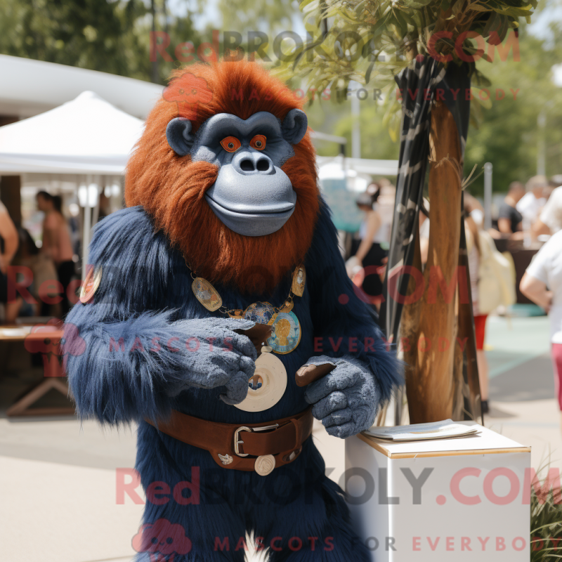 Mascot character of a Navy Orangutan dressed with a Shorts and Earrings Mascot character of a Navy Orangutan dressed with a Shorts and Earrings
