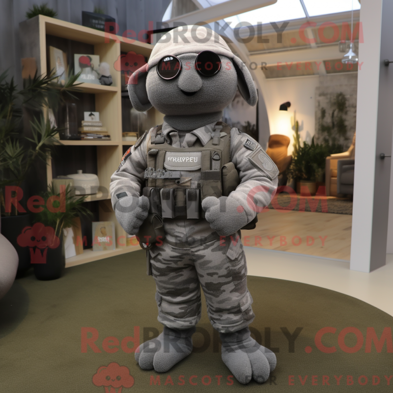Mascot character of a Gray Special Air Service dressed with a Sweater and Ties Mascot character of a Gray Special Air Service dressed with a Sweater and Ties