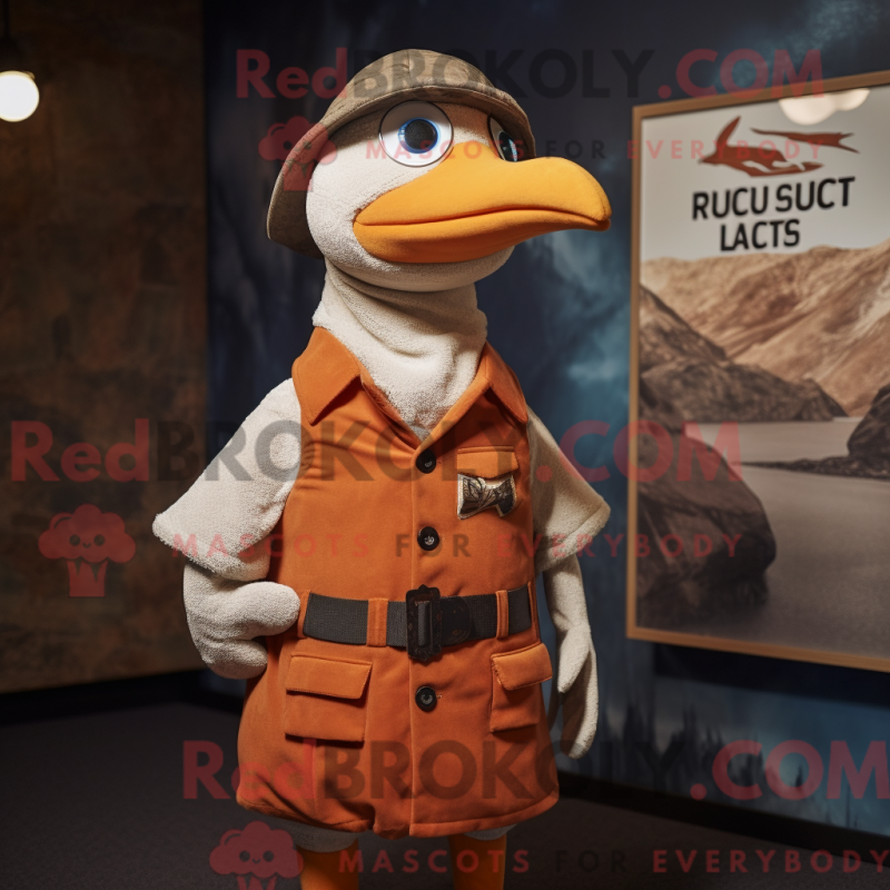Mascot character of a Rust Seagull dressed with a Waistcoat and Berets Mascot character of a Rust Seagull dressed with a Waistcoat and Berets