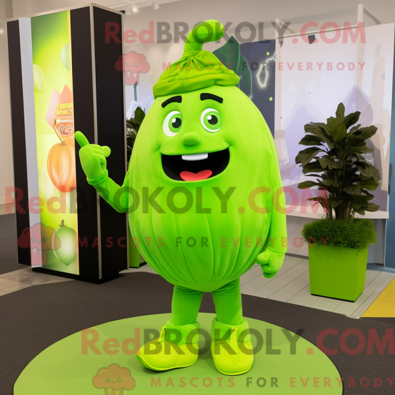 Mascot character of a Lime Green Spinach dressed with a Dress Pants and Necklaces Mascot character of a Lime Green Spinach dressed with a Dress Pants and Necklaces