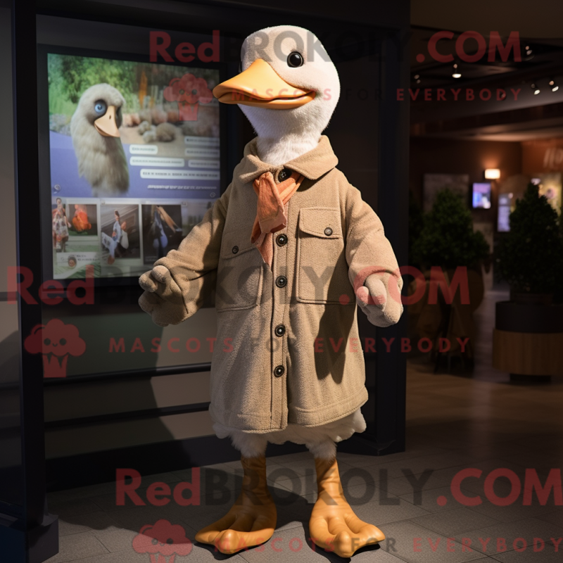 Mascot character of a Tan Geese dressed with a T-Shirt and Scarf clips Mascot character of a Tan Geese dressed with a T-Shirt and Scarf clips