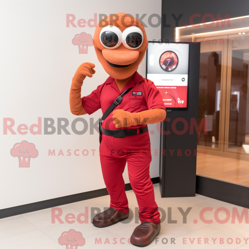 Mascot character of a Red Snake dressed with a Chinos and Smartwatches Mascot character of a Red Snake dressed with a Chinos and Smartwatches