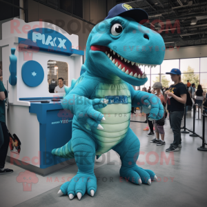 Cyan T Rex mascotte kostuum...