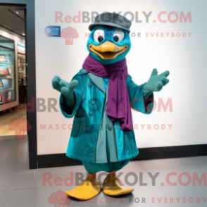 Característica da máscara de uma mancha azul colocada com jakke e skjerf - Ameixa mascotes - REBROKO_434791 - RedBrokoly.com