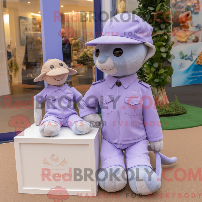 Mascot character of a Lavender Special Air Service dressed with a Polo Shirt and Watches Mascot character of a Lavender Special Air Service dressed with a Polo Shirt and Watches