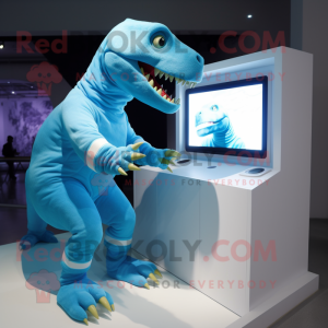 Cyan T Rex mascotte kostuum...