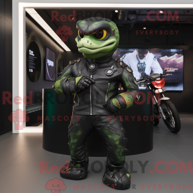 Mascot character of a Anaconda dressed with a Biker Jacket and Smartwatches