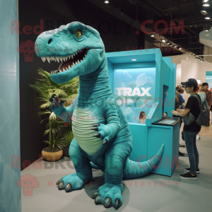 Cyan T Rex mascotte kostuum...