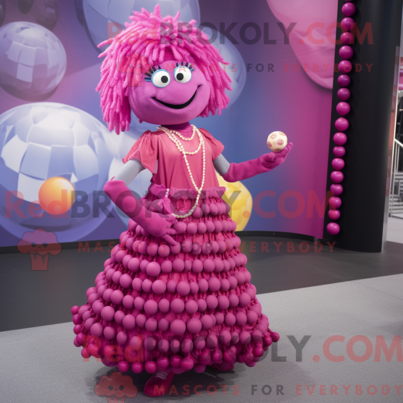 Mascot character of a Magenta Aglet dressed with a Ball Gown and Bracelets Mascot character of a Magenta Aglet dressed with a Ball Gown and Bracelets