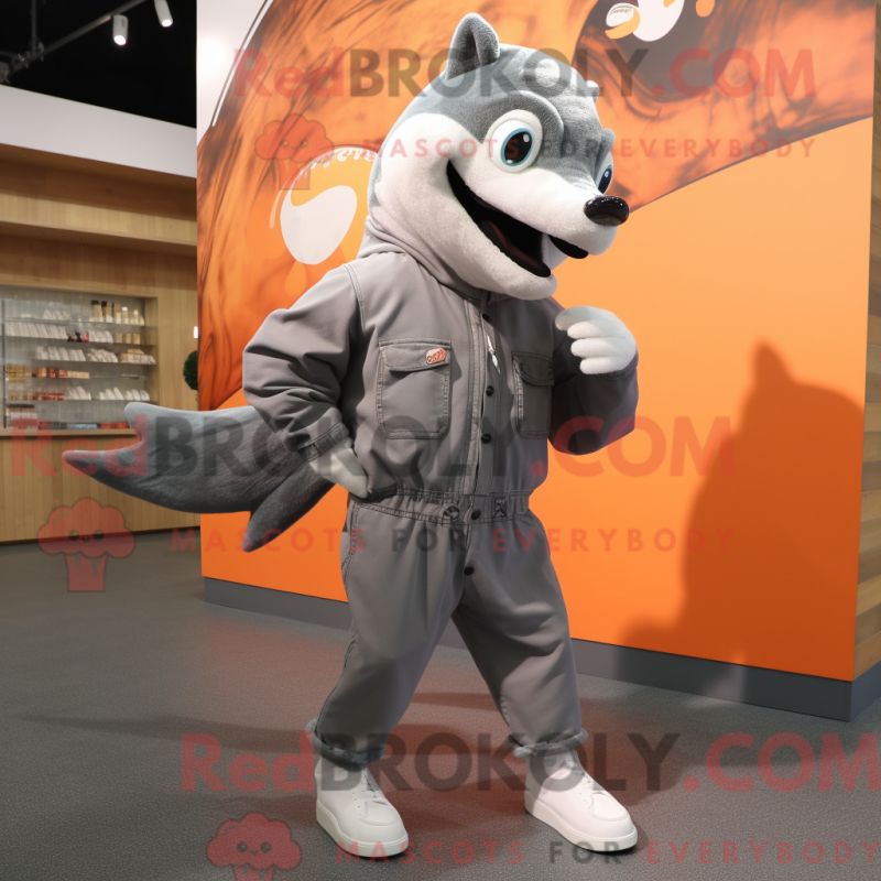 Mascot character of a Silver Salmon dressed with a Overalls and Shoe laces Mascot character of a Silver Salmon dressed with a Overalls and Shoe laces
