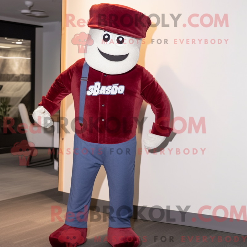 Mascot character of a Maroon Ghost dressed with a Bootcut Jeans and Caps Mascot character of a Maroon Ghost dressed with a Bootcut Jeans and Caps