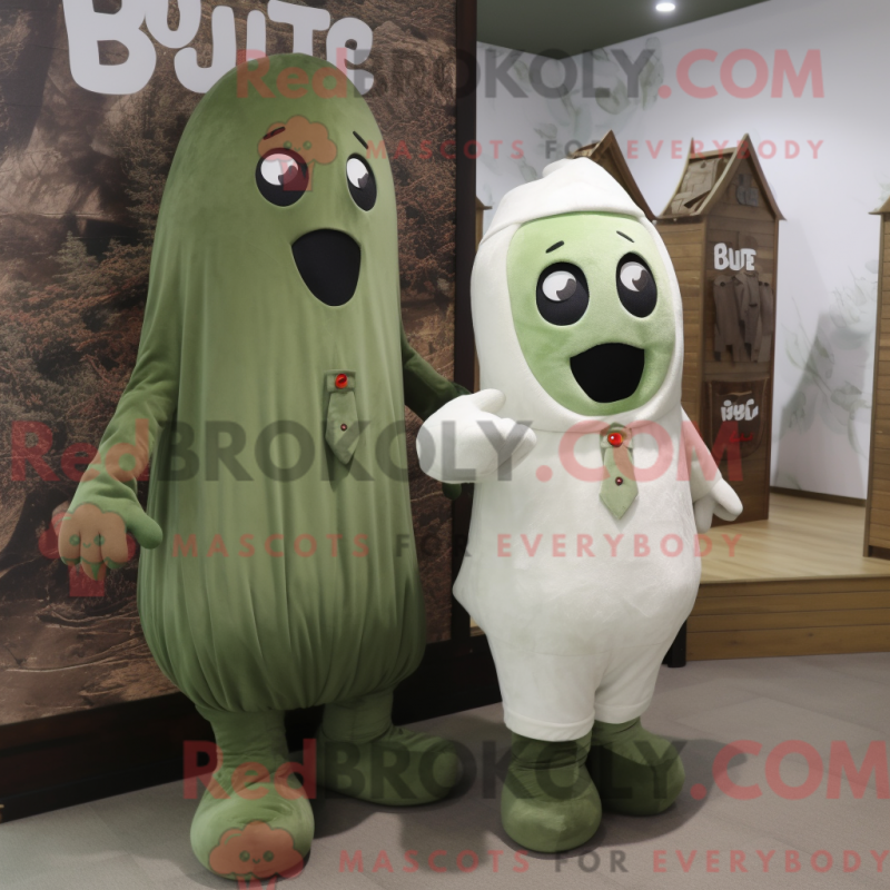 Mascot character of a Olive Ghost dressed with a Polo Shirt and Cummerbunds Mascot character of a Olive Ghost dressed with a Polo Shirt and Cummerbunds