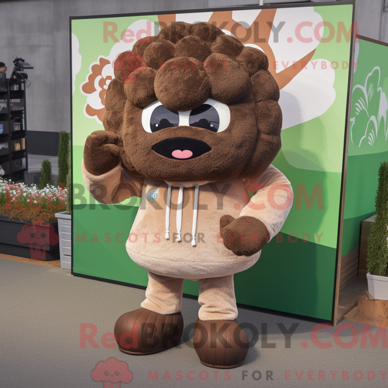Mascot character of a Brown Cauliflower dressed with a Sweatshirt and Foot pads Mascot character of a Brown Cauliflower dressed with a Sweatshirt and Foot pads