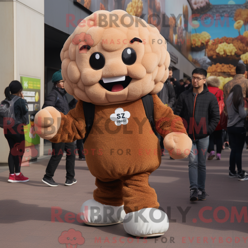 Mascot character of a Brown Cauliflower dressed with a Sweatshirt and Foot pads Mascot character of a Brown Cauliflower dressed with a Sweatshirt and Foot pads