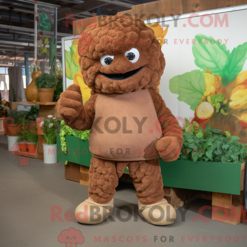 Mascot character of a Brown Cauliflower dressed with a Sweatshirt and Foot pads Mascot character of a Brown Cauliflower dressed with a Sweatshirt and Foot pads