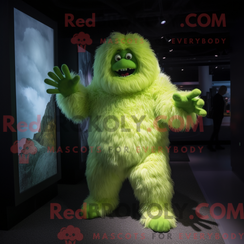 Mascot character of a Lime Green Yeti dressed with a Bodysuit and Cummerbunds Mascot character of a Lime Green Yeti dressed with a Bodysuit and Cummerbunds
