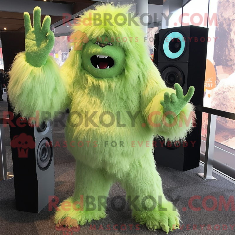 Mascot character of a Lime Green Yeti dressed with a Bodysuit and Cummerbunds Mascot character of a Lime Green Yeti dressed with a Bodysuit and Cummerbunds