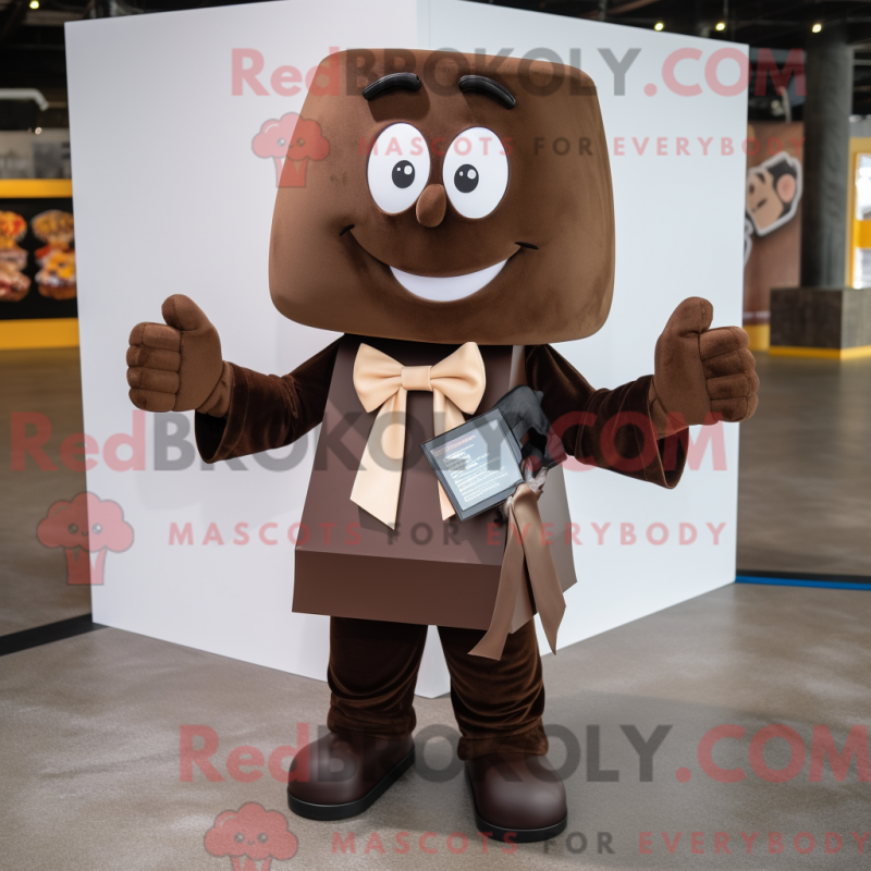 Mascot character of a Brown Chocolate Bar dressed with a Shorts and Bow ties Mascot character of a Brown Chocolate Bar dressed with a Shorts and Bow ties