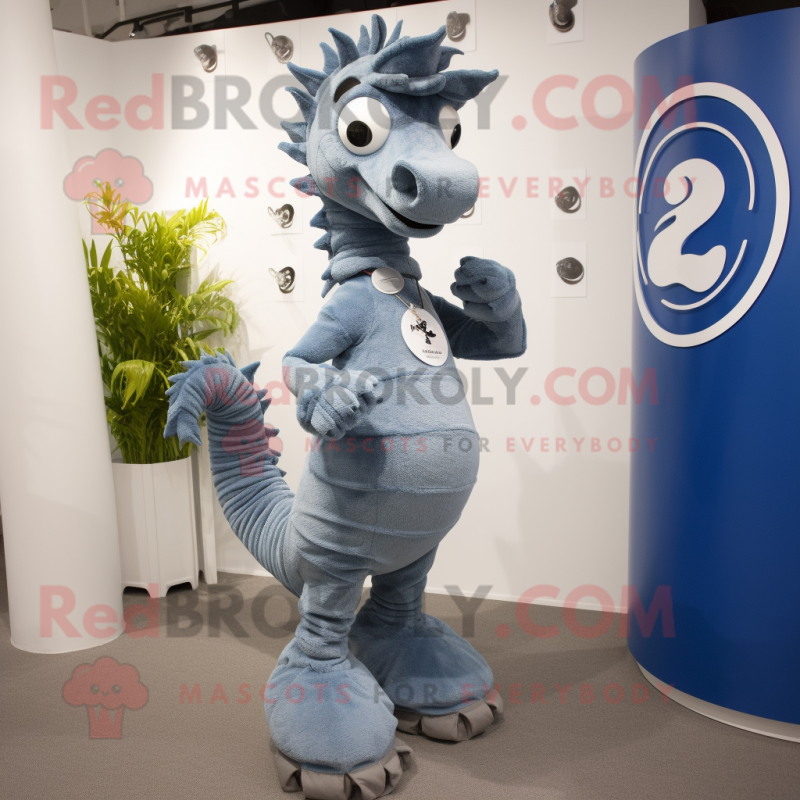 Gray Seahorse mascot costume character dressed with a Bootcut Jeans and Rings Gray Seahorse mascot costume character dressed with a Bootcut Jeans and Rings