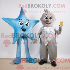 Mascot character of a Silver Starfish dressed with a Cocktail Dress and Pocket squares