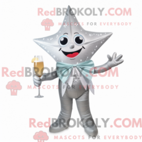 Mascot character of a Silver Starfish dressed with a Cocktail Dress and Pocket squares