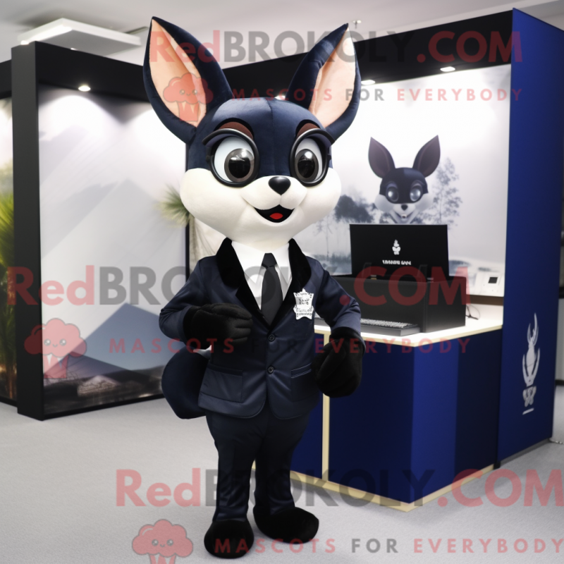 Mascot character of a Navy Roe Deer dressed with a Tuxedo and Briefcases Mascot character of a Navy Roe Deer dressed with a Tuxedo and Briefcases
