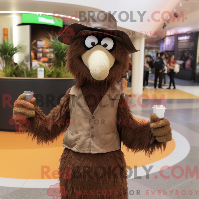 Mascot character of a Brown Ostrich dressed with a Culottes and Beanies Mascot character of a Brown Ostrich dressed with a Culottes and Beanies