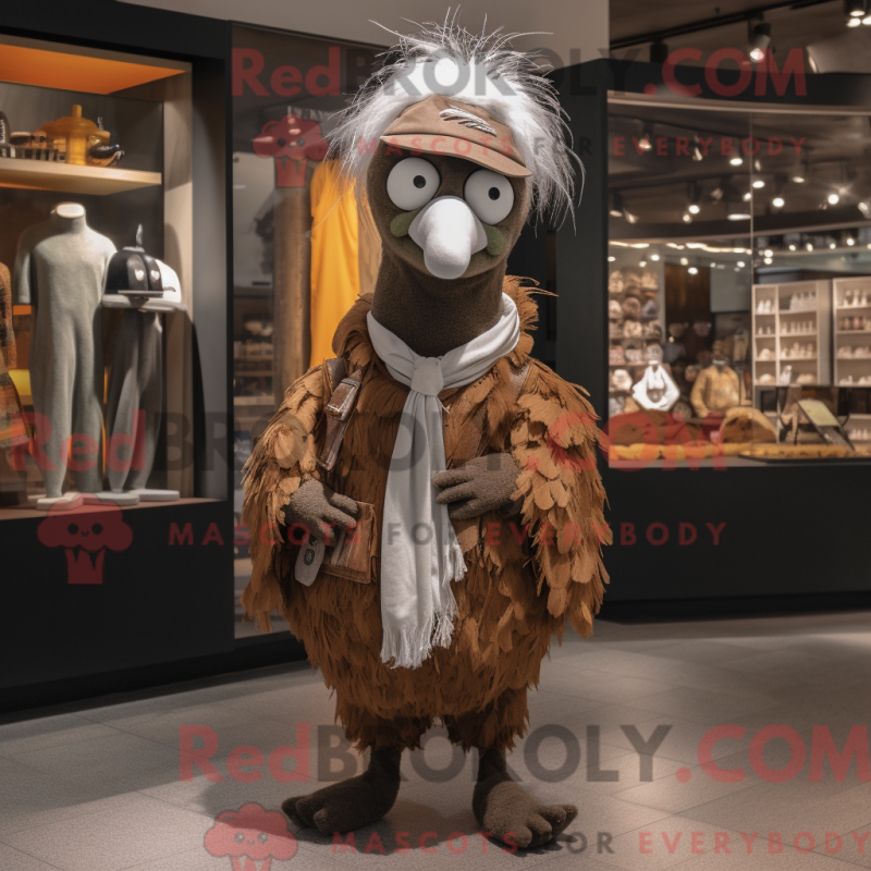 Mascot character of a Brown Ostrich dressed with a Culottes and Beanies Mascot character of a Brown Ostrich dressed with a Culottes and Beanies