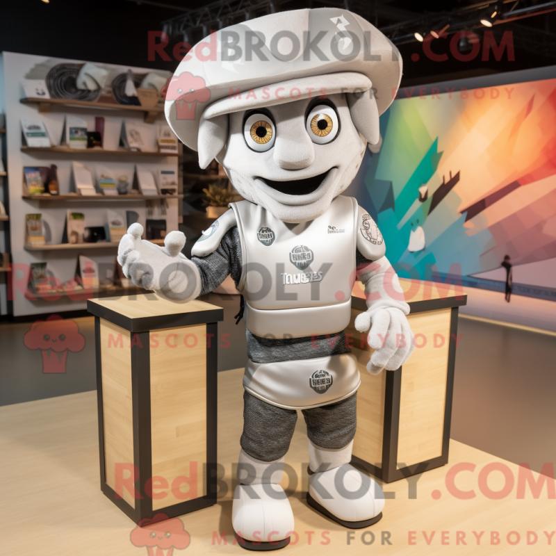Mascot character of a Silver Tacos dressed with a Rugby Shirt and Rings Mascot character of a Silver Tacos dressed with a Rugby Shirt and Rings
