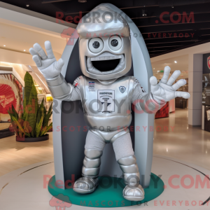 Mascot character of a Silver Tacos dressed with a Rugby Shirt and Rings
