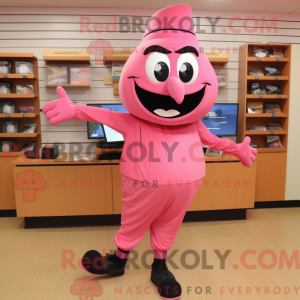 Mascot character of a Pink Squash dressed with a Capri Pants and Shoe clips