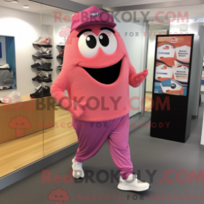Mascot character of a Pink Squash dressed with a Capri Pants and Shoe clips