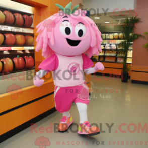 Mascot character of a Pink Squash dressed with a Capri Pants and Shoe clips