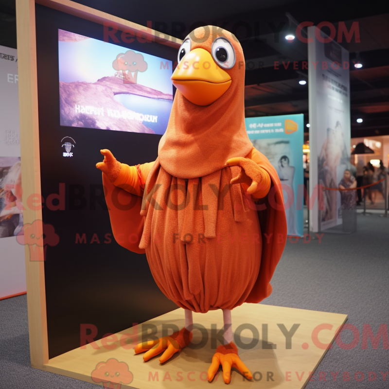 Mascot character of a Orange Pigeon dressed with a Cover-up and Anklets Mascot character of a Orange Pigeon dressed with a Cover-up and Anklets