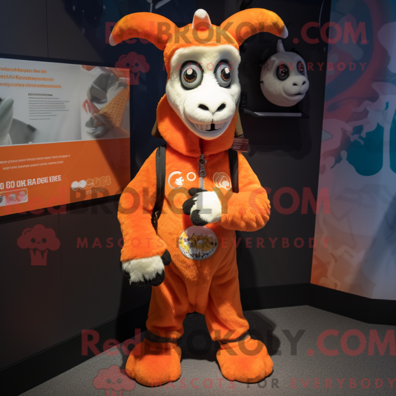 Mascot character of a Orange Goat dressed with a Cover-up and Bracelets Mascot character of a Orange Goat dressed with a Cover-up and Bracelets