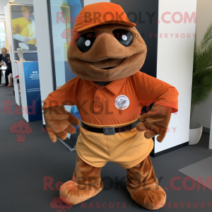 Mascot character of a Brown Turtle dressed with a Culottes and Keychains