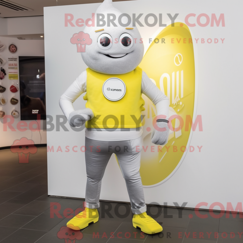 Mascot character of a Silver Lemon dressed with a Bootcut Jeans and Digital watches Mascot character of a Silver Lemon dressed with a Bootcut Jeans and Digital watches